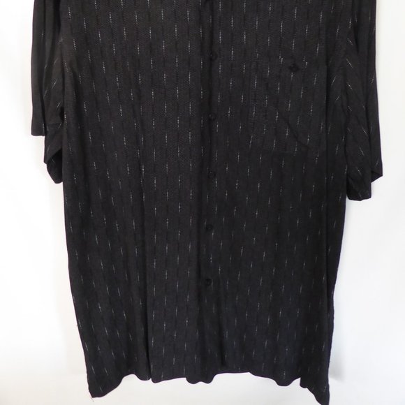 HAGGAR BRAND MENS BLACK CREAM DOTTED PATTERN SHIRT (PRE-OWNED) LARGE - Picture 6 of 7